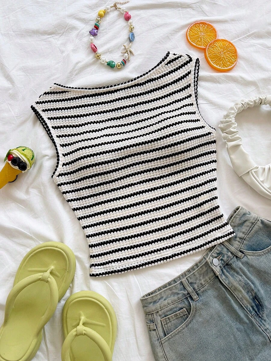 Soleia Women's Casual Striped Pattern Fitted Blouse, Suitable For Summer Vacation And Daily Commute - Multicolor - View 1