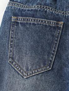 Tween Boy Pocket Distressed Tapered Casual Versatile Jeans - Dark Wash - View 5