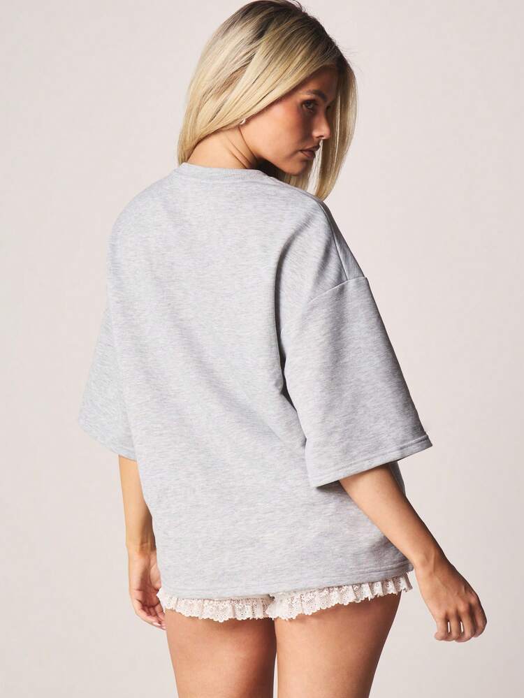 MISSGUIDED T-shirt à col ras-du-cou à manches courtes surdimensionné avec imprimé vintage usé, motif aigle de la liberté du groupe de rock