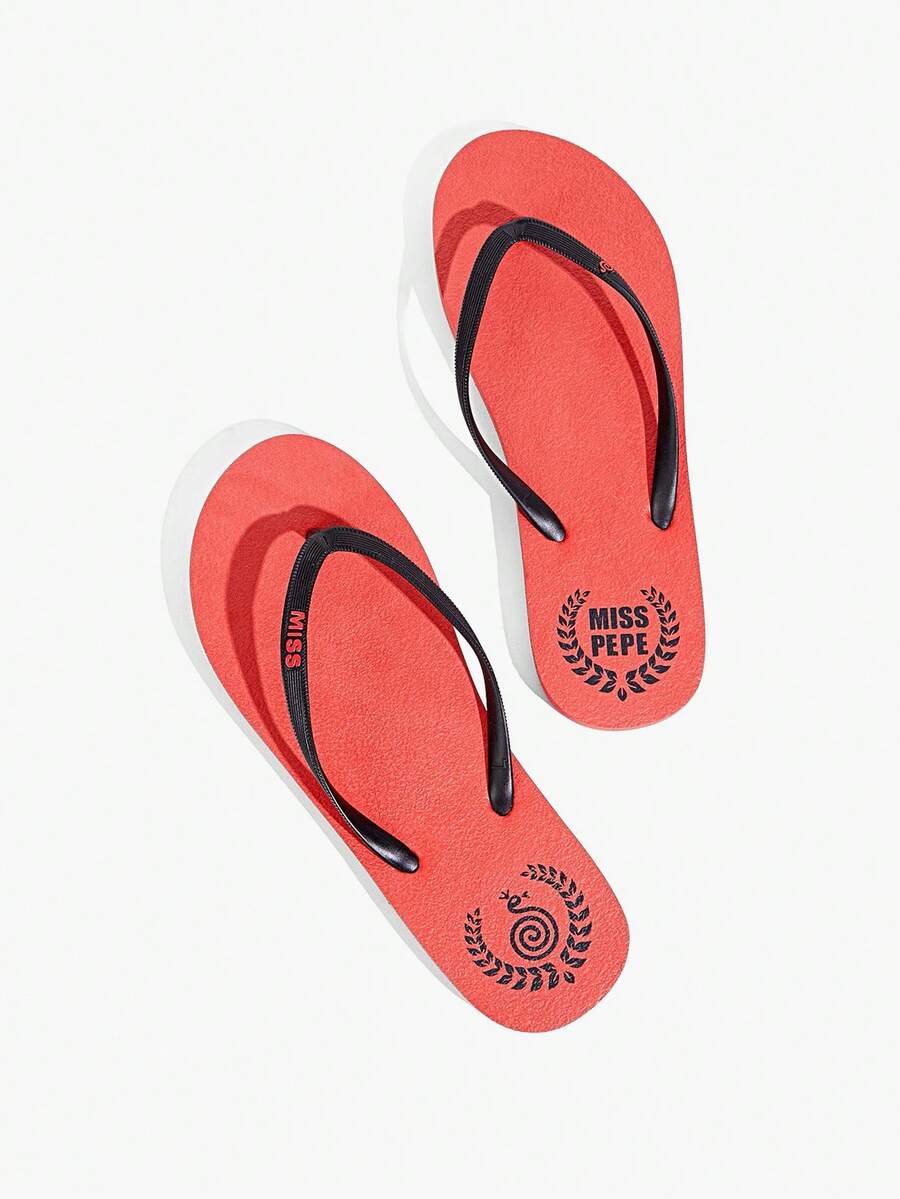 Grefit Women's Casual Flat Flip Flops For Daily Wear - Red - View 1