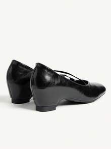 CUCCOO CHICEST Women's Square Toe PU Leather Criss-Cross Strap Ballet Shoes, Black, Minimalist & Versatile For Daily Wear And Commute Wedding Shoes Spring Shoes Bride Shoes - Black - View 10