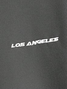 Manfinity Unisex Men's Dropping Shoulder Letter Printed Crew Neck Sweatshirt - Dark Grey - View 2