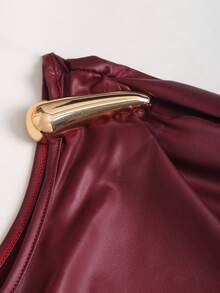 Sweetra 女士纯色无袖垂领时尚夏季简约修身连衣裙 - 酒紅色 - 查看 4