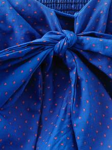 GlowEve 女士蓝色蝴蝶结吊带短袖衬衫 - 藍色 - 查看 5