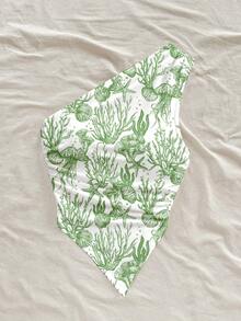 Soleia Blusa casual de mujer con bajo asimétrico y estampado de estrella de mar y concha, versátil para citas y salidas - Verde - Ver 5