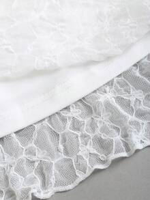 Sweetra Women's Textured Semi-Sheer Deep Draped Neck Halter Tie Waist Long Sleeve Bodycon Dress, Sexy & Romantic Beach Holiday Style - White - View 4