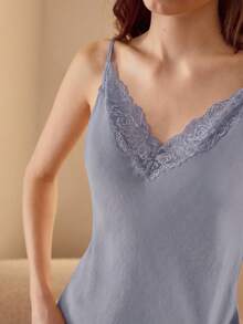 MOTF PREMIUM LACE TRIM CAMI TOP & PANTS PAJAMA SET - Dusty Purple - View 2