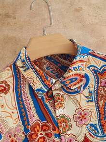 Manfinity VCAY 男士休闲佩斯利印花短袖衬衫 - 彩色 - 查看 8