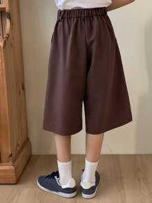 DAZY Tween Girls Solid Color Woven Wide Leg Pants, Fall - Brown - View 7