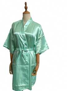 Wedding Party BathRobe With Golden Letters Kimono Pajamas Bridesmaid Robe Dressing Gown, Suitable For Bride, Bridesmaids, Vacation, Party, Birthday - Multicolor - View 13