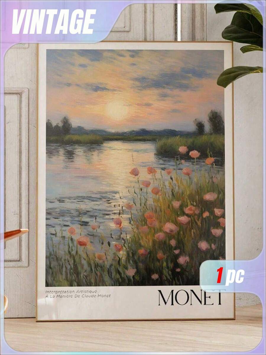 SHEIN Áp phích Claude Monet - Nghệ thuật treo tường hiện đại giữa thế kỷ để trang trí phòng thẩm mỹ _ Tranh in Monet làm quà tặng cho bạn thân _ Áp phích triển lãm Monet _ Bộ 1 _ Áp phích vải _ Trang trí tường vải cho nhà, phòng khách - Nhiều màu - Xem 1