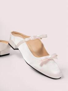 CUCCOO DOLLMOD French Retro Closed Toe Half Slippers Fairy Shoes Wear Spring And Summer New Bow One Pedal Satin Mary Jane Shoes Muller Shoes Sandals - Baby Pink - View 2