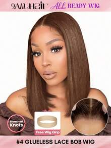 ALL READY WIG 无胶假发 真人发蕾丝假发 女士 #4 棕色 预漂白 预拔 预剪蕾丝 4x4 蕾丝闭合 无胶假发 前发 100% 真人发 9AM HAIR - S4 - 查看 1