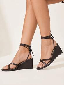 CUCCOO CHICEST Women's Casual Lace-Up Wedge Sandals For Daily Wear - Brown - View 4