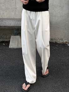 DAZY Men's Solid White Elastic Waist Pants, Spring/Summer - White - View 4