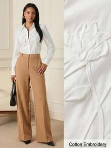 Lilora Blusa blanca elegante de manga larga con bordado de burbujas, adecuada para uso diario y viajes, estilo de "Old Money" de los años 2000, primavera, verano y vacaciones de San Valentín - Blanco - Ver 2