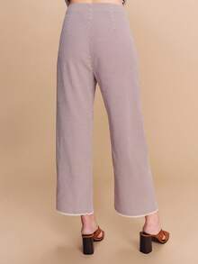 lacRébo Gingham Straight-Leg Pants With Hem Lace Details Spring Summer Gingham Pants Business Casual Going Out - Multicolor - View 3