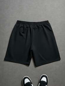 PAVTROS 男士抽绳腰带闪亮钻石印花短裤，情人节，春夏，送男友的礼物，狂欢节，复古，街头风，派对，圣帕特里克节，外出 - 黑色 - 查看 2