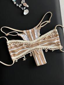 Swim Vcay 2 piezas/Set Bikini de mujer con bloques de color y rayas de moda, Verano 2026 - Multicolor - Ver 5