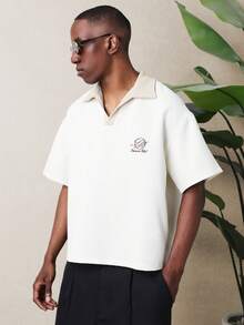 SUMWON Men's Knit Polo Shirt With Embroidered Logo Detail Short Sleeve Collared Top Summer Casual Business Smart Office Wear - Multicolor - View 1