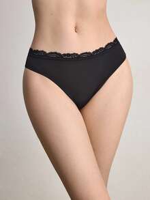 Ocili Shiny Swimwear Lace Lingerie Comfortable Women Thong - Black - View 1