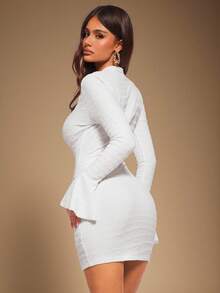 Radiana 女士时尚性感镂空紧身迷你连衣裙 - 白色 - 查看 3