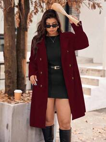 Vionelle Áo khoác midi xám cao cấp dành cho nữ, Áo khoác ngoài ve áo hai hàng khuy thanh lịch dành cho nữ Áo khoác cỡ lớn Quần áo mùa đông cỡ lớn Áo khoác cỡ lớn Áo khoác cho phụ nữ cỡ lớn 8xl Quần áo phụ nữ Áo khoác mùa đông cỡ lớn dành cho phụ nữ - Màu Đỏ Sâu - Xem 3