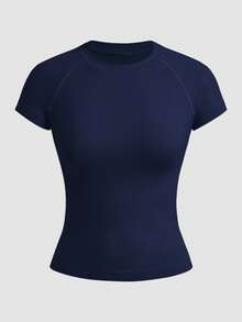 Velisys Velisys Women's Casual Solid Color Raglan Sleeve Seamless Sports T-Shirt, Summer - Multicolor - View 8