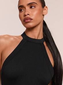 SHEIN BAE Women's Backless Sleeveless Black Seamless Jumpsuit Yoga Jumpsuit Active Wear Jumpsuit Seamless Workout Jumpsuit Yoga Romper - Black - View 6