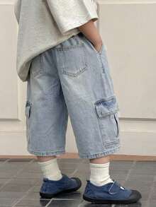 DAZY Young Boys' Fashionable Multi-Pocket Denim Shorts - Blue - View 5