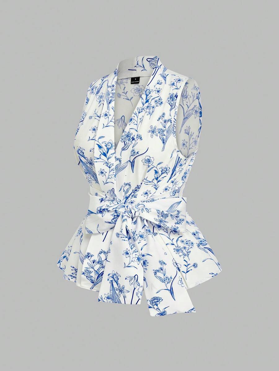 GlowEve 一位女士编织了一件优雅时尚的夏季衬衫 - 藍色 - 查看 1