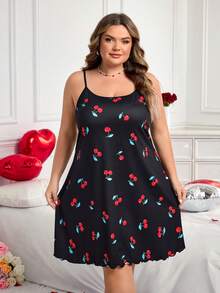 SHEIN CURVE+ Kurvenreich Plus /Valentinstag/Damen Große Größen Lässig Buchstaben Muster Trägerkleid, geeignet für den Valentinstag - Verschiedenfarbig - Übersicht 6