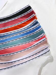 10pcs/Pack Ribbed Comfort Contrast Trim Thong Panties - Multicolor - View 5