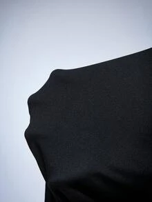 Y2Kool BiGraphic Women's Black Sexy Hot Girl Half-Zip Long-Sleeve Activewear Commuter Slim-Fit Jumpsuit, Minimalist Design - Black - View 8