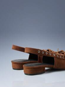 CUCCOO GRLICON Mary Jane Flat Slip-On Lace-Up Women Shoes - Brown - View 4