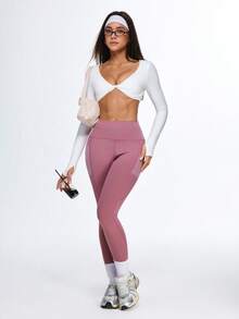 Eassivo Eassivo Women Sports Leggings - Dusty Pink - View 6