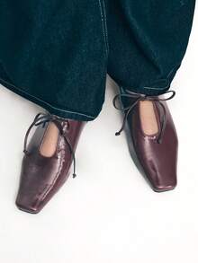 Mnmlis 女士平底鞋 - 酒紅色 - 查看 6