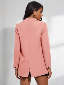 Aveloria Modichic 女士纯色双排扣翻领西装外套 - 粉色 - 查看 2