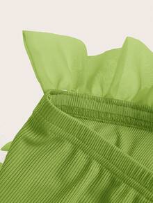 Aveloria Rosie Blusa con superposición de malla y ribete de volantes para fiestas y eventos, camisetas lindas y divertidas - Verde - Ver 3