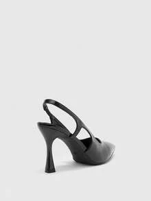 CUCCOO BIZCHIC Nude Color Patent Leather Stiletto High Heel Women Pumps - Black - View 9