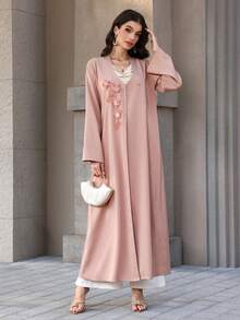 Graceveil 优雅的3D花卉装饰长款修身女式长袍 - 粉色 - 查看 5