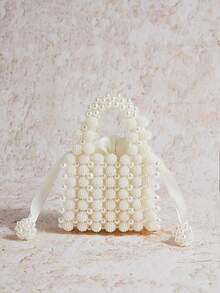 Enchnt Minimalist Luxury Niche Style Mini Pearl Handbag For Women, Elegant Pearl Bag - White - View 6