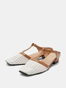 Classic Retro Solid Color Buckle PU Leather Slip-On Flats, Suitable For Beach, Wedding, Party, Office, Indoor & Outdoor, Spring/Summer Spring Shoes Summer Shoes - White - View 5