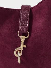 SHECARRY Ladies Vintage Semicircle Bag With Rivet Trim And Exquisite Hardware - Burgundy - View 7