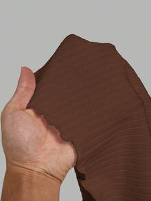 SHEIN Essnce 2PCS Women T-Shirts Mock Neck Tops Cotton Tops Ribbed Tops Short Sleeve Tops Fitted Tops Ribbed Tops For Women Women Casual Outfits Polo Neck Top Women S Short Sleeve Tops Polo Neck Tops - Brown - View 9