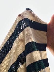 Manfinity CityGents 男士半拉链短袖条纹休闲舒适针织上衣 - 綠色 - 查看 6