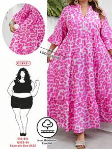SHEIN CURVE+ Curve 尺码 US22 音乐节、海滨度假、波西米亚风复古碎花长裙、休闲沙滩装、感恩节、春夏秋冬皆宜、阿拉伯风情连衣裙、阿拉伯服饰、波西米亚风度假沙滩装、女士沙滩裙、沙滩度假装、沙滩必备单品、毕业典礼/下午茶派对连衣裙、夏季/乡村风/沙滩度假装/沙滩装/沙滩服饰 - 彩色 - 查看 1