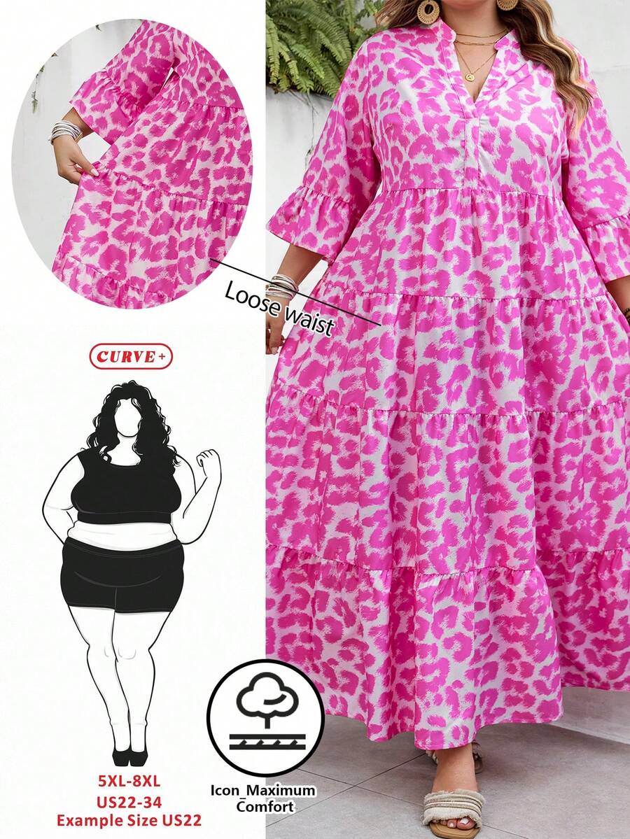 SHEIN CURVE+ Curve 尺码 US22 音乐节、海滨度假、波西米亚风复古碎花长裙、休闲沙滩装、感恩节、春夏秋冬皆宜、阿拉伯风情连衣裙、阿拉伯服饰、波西米亚风度假沙滩装、女士沙滩裙、沙滩度假装、沙滩必备单品、毕业典礼/下午茶派对连衣裙、夏季/乡村风/沙滩度假装/沙滩装/沙滩服饰 - 彩色 - 查看 1