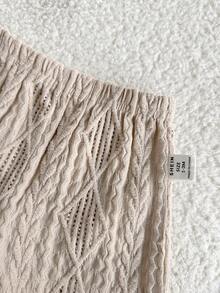 SHEIN 新生男宝宝可爱休闲针织提花短袖衬衫和松紧腰短裤套装 - 彩色 - 查看 3