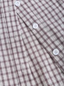 Sweetra 女士格子甜美复古收腰露肩荷叶边下摆休闲Y2K 2000年代风格衬衫，适合度假、海滩穿着，短袖上衣 - 杏色 - 查看 5